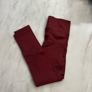 Athleta Girl Rise Above clay red ribbed Leggings L/10-12 NWOT